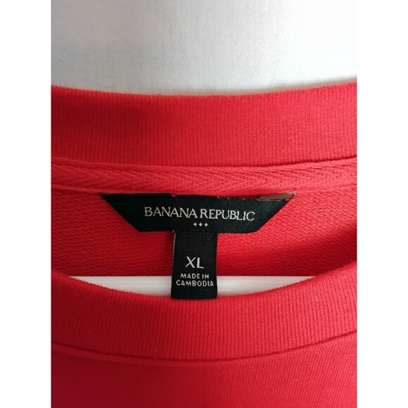 Womans Orange Banana Republic XL Crew Neck Pull Over Sweatshirt With Arm Stripes - Picture 2 of 3